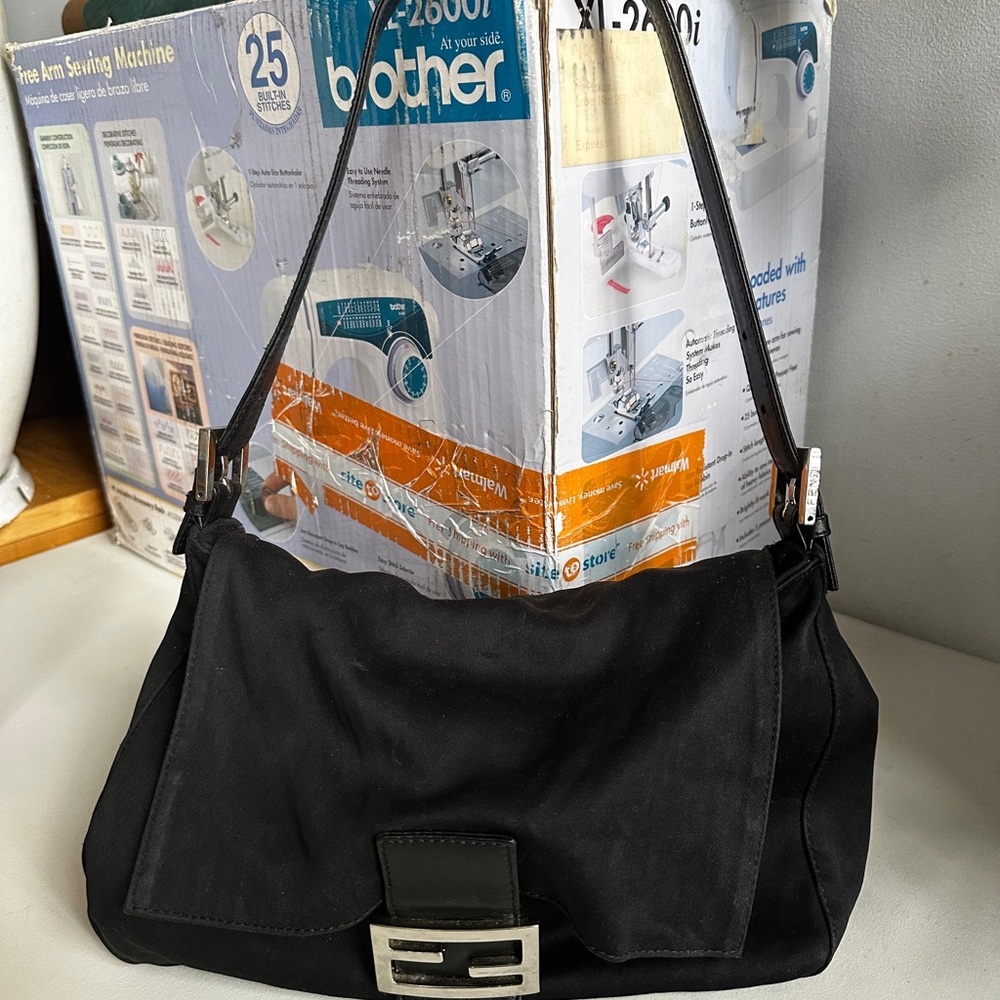 Fendi Mamma Baguette Black Neoprene Handbag